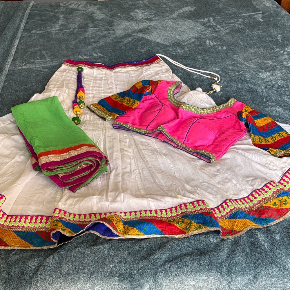Vibrant Pink and Green Lehenga